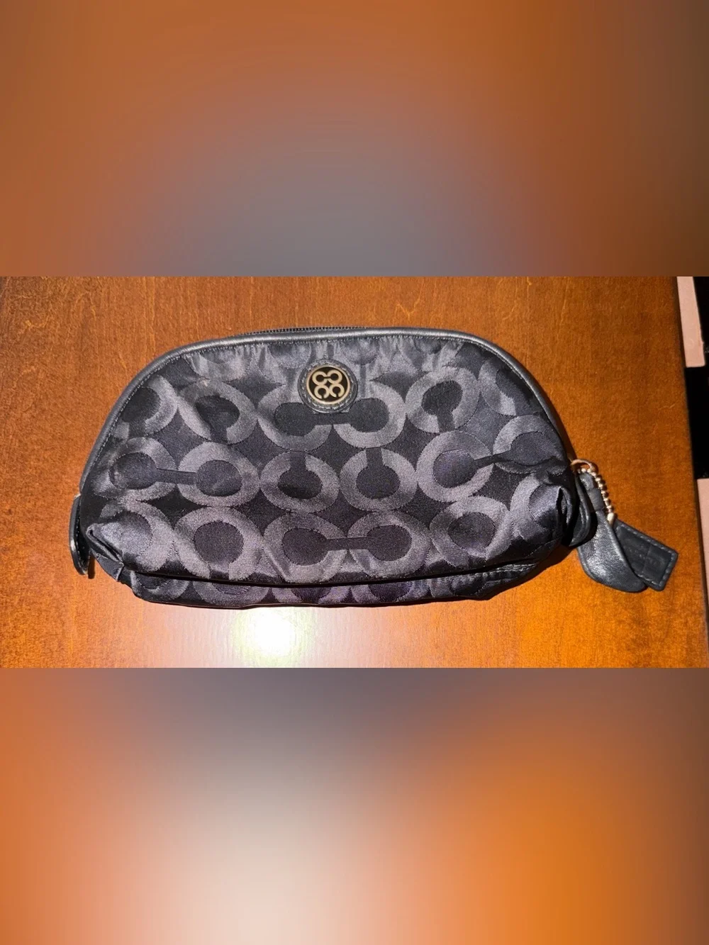 Coach Black Signature Jacquard Cosmetic Pouch